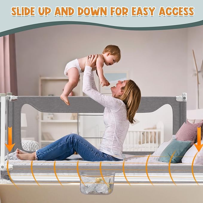 G TALECO GEAR Bed Rail for Toddlers, Stable Protective Bed Side Rails, Baby Bedrail Guard for Twin Full Queen & King Size Bed (70.8 Inch, 1 Piece)