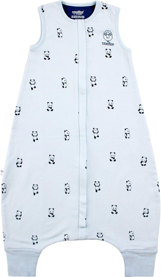 Woolino 4 Season Baby Sleep Bag with feet, Australian Merino Wool and Organic Cotton, 6-18 Months, Panda