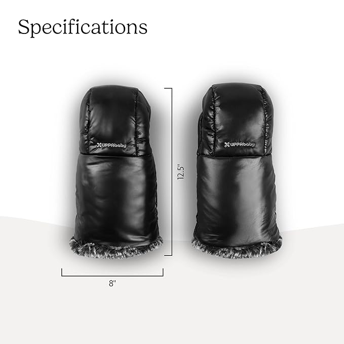 UPPAbaby CozyHandmuffs Luxe – Easily Attaches to Stroller Handlebars – Ultra-Plush, Water-Repellent Hand Protection for Cold Weather - Lyla (Onyx Nylon)