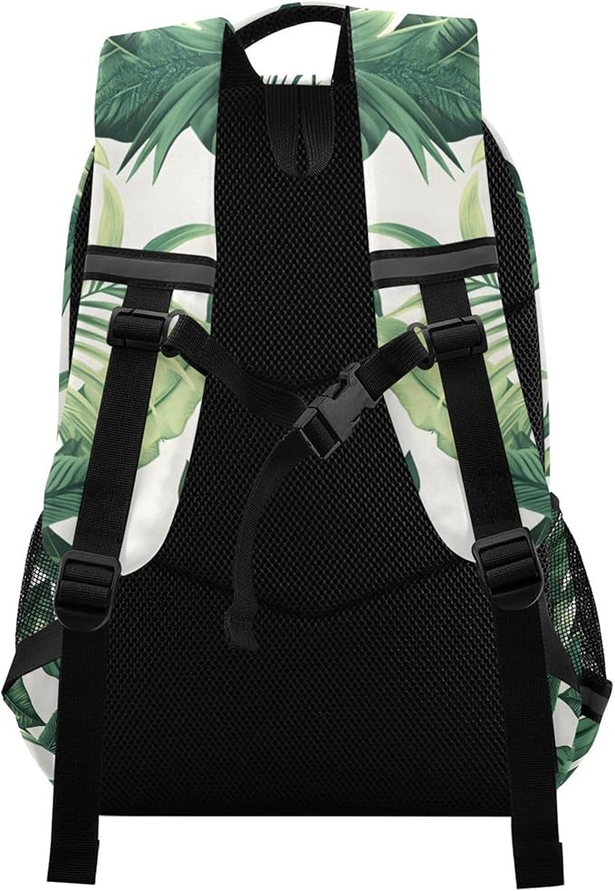 MNSRUU Laptop Backpack with Chest Strap, Monstera Pattern School Backpack, Travel Hiking Bag for Boys Girls Teen College Adult, Rucksack Knapsack