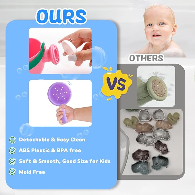 Baby Bath Toys for Kids Ages 1-3 5 PCS Toddler Bath Toys Mold Free for 2-4 Bathtub Sand Beach Pool Water Toys for 1+ Year Old Girl Gifts (Color Random)