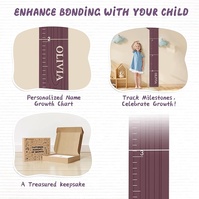 Woodemon Personalized Name Growth Chart, Cute Koala Wooden Growth Chart for Kids, Height Chart for Boys Girls, Measuring Board for Kids Height for Child's Room, Nursery Decor Decoration
