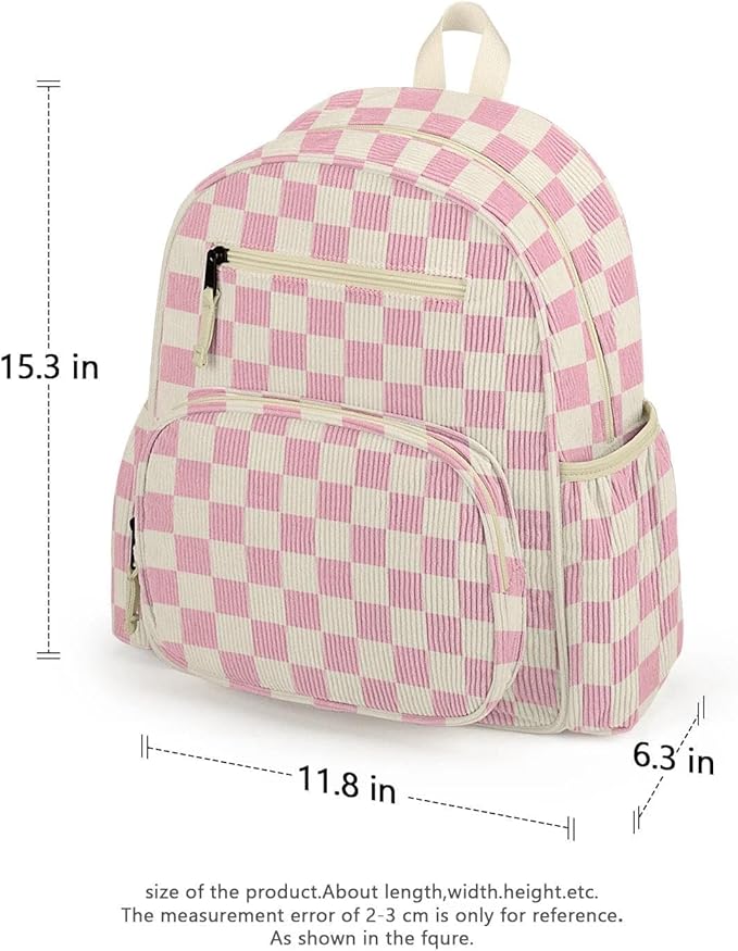 atgark Corduroy Kids Backpack for Girls, Girls Backpack 5-9, Kindergarten Elementary School Bookbag for Girl 15.3" H Fit Folder