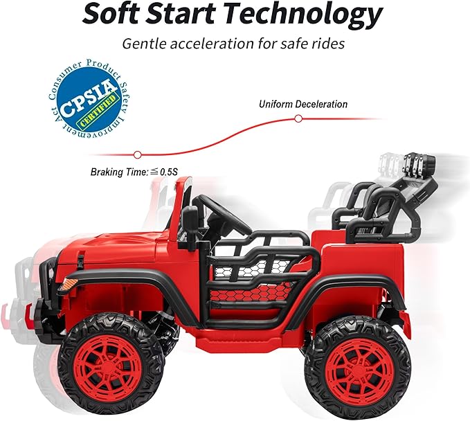 2 Seater Ride on Electric Car, 12V Ride on Toy Car for Kids 4-8 w/Remote Control, EVA Tires - Red