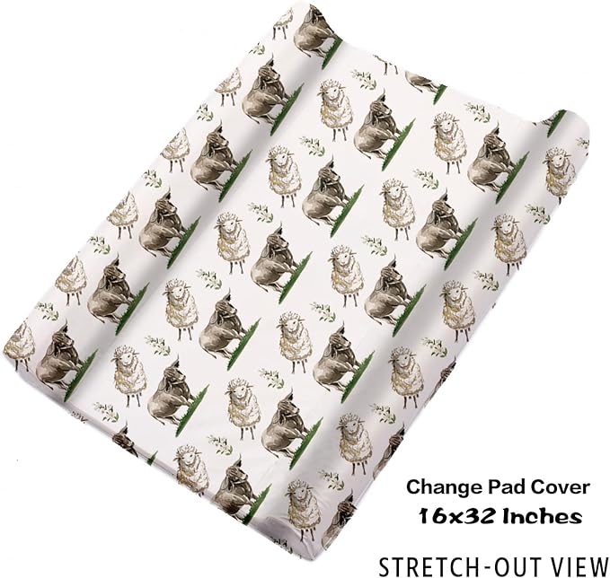Personalized Baby Crib Bedding Set, Custom Name Nursery Set 5-Piece - Soft Blanket Fitted Sheet Changing Pad Cover Rug and Wall Art, Cute Woodland Animal Theme for Boys Girls