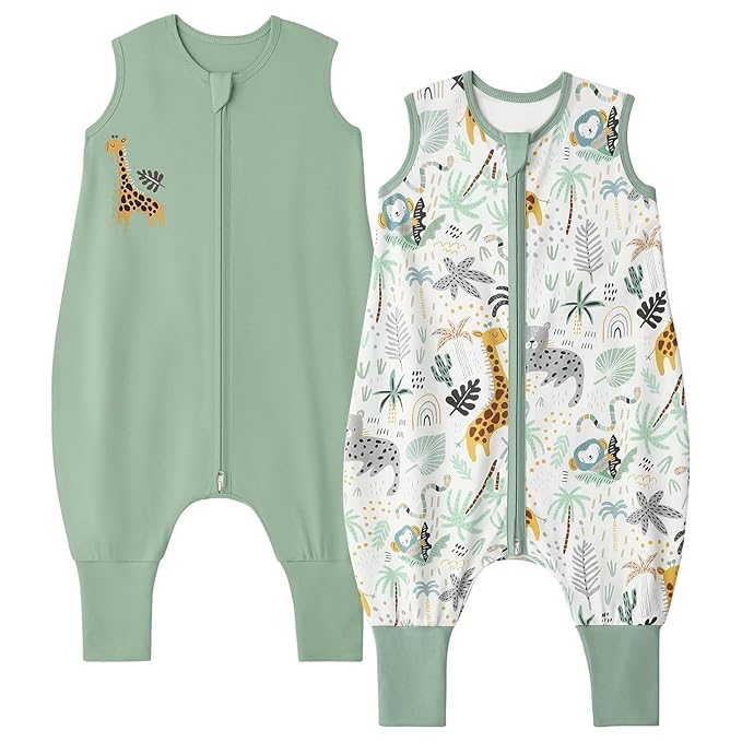 Yoofoss Toddler Sleep Sack with Feet 12-24 Months 100% Organic Cotton Baby Sleep Sack with Legs Toddler Wearable Blanket with 2-Way Zipper