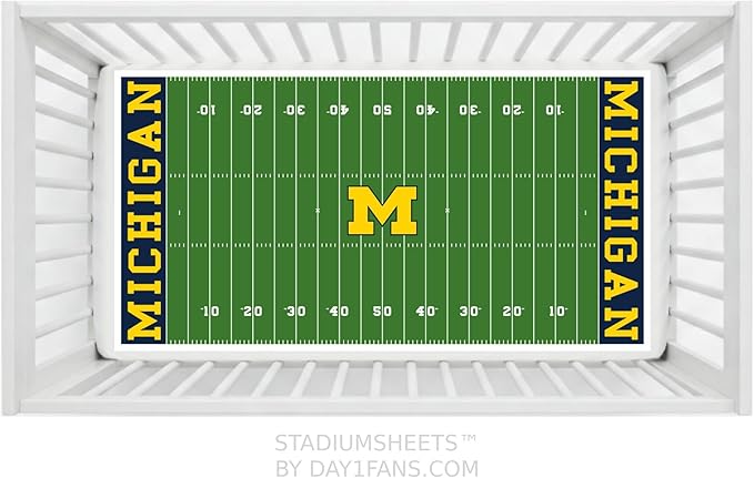 STADIUMSHEETS Day1Fans Officially-Licensed Fitted Crib Sheet (Michigan Wolverines)