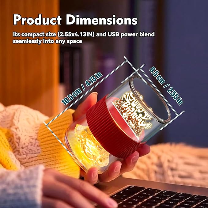 PARYRAY Happy Birthday Light for Table 3D Rose Flip LED Night Lights Color Changing Dimmable USB-C Input Rechargeable Touch Control Birthday Gift Lamps for Women Wife Mom Daughter