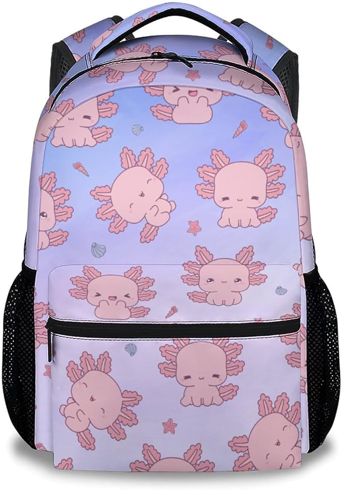 COZYAURA Girls Backpack - 17 Inch Large Capacity Axolotl Bookbag - Lightweight Kids' Backpacks for Elementary, Preschool & Travel