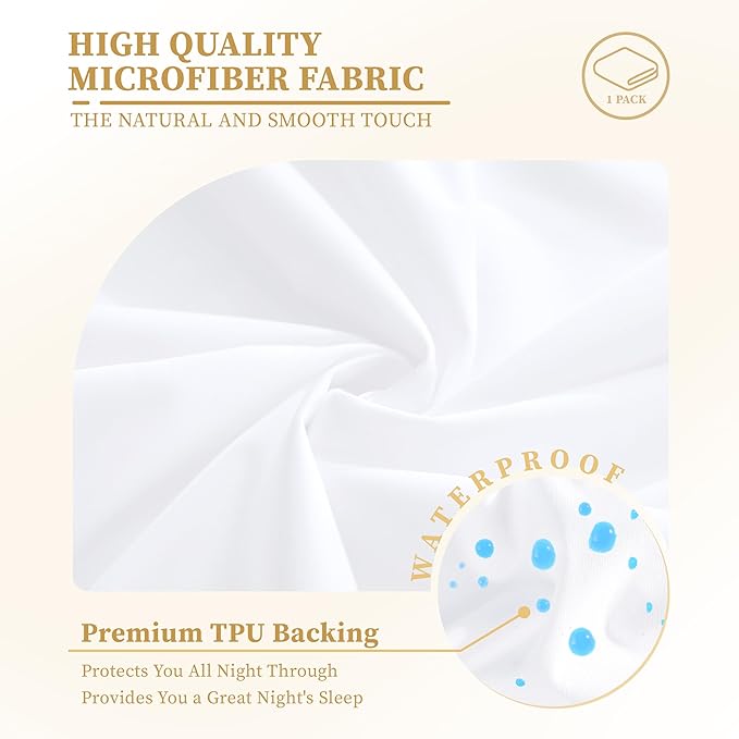 Safe and Sound Waterproof Mattress Protector, King Size Premium Mattress Cover, Noiseless Breathable Soft, Fitted Deep Pocket 8-21 Inch Bed Cover, Machine Washable