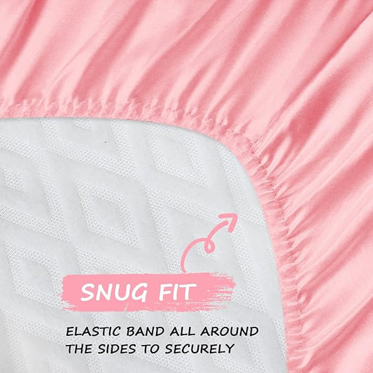 Bassinet Sheets for Baby Girl, Satin Bedside Sleeper Sheets to Fit Mika Micky&Baby Delight&Dream On Me&Baby Joy Bassinet, Bassinet Sheet for Baby Hair (33"x20"x5") Silk Bassinet Sheets, Pink