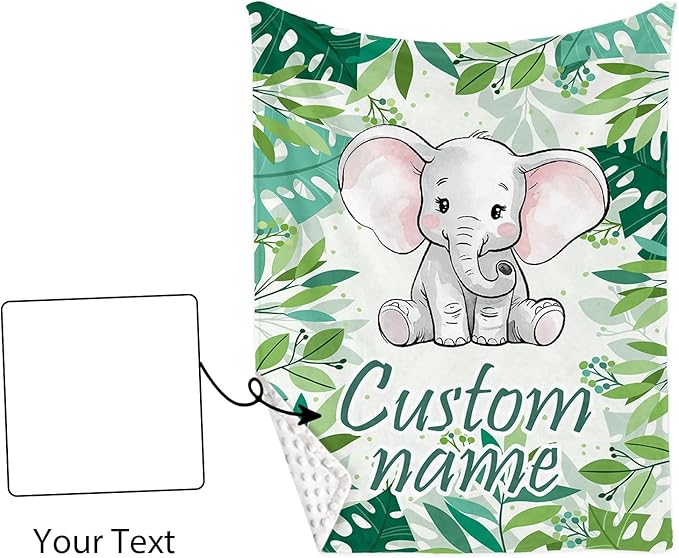Custom Name Crib Bedding Set with Name - 2 Piece Elephant Series Baby Set with Blanket and Crib Sheet, Cozy and Durable Infant Nursery Bedding, Gifts for Toddler