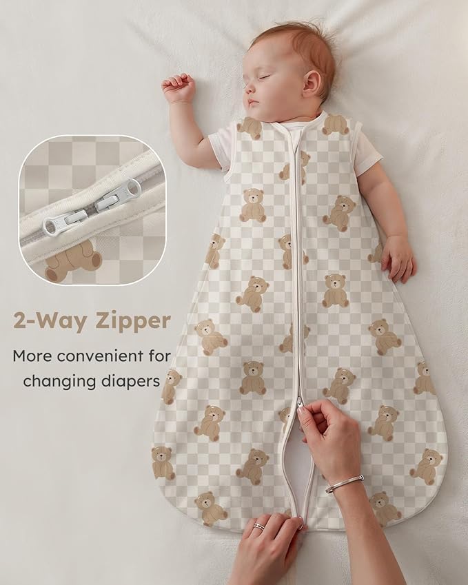 Yoofoss Baby Sleep Sack 6-12 Months Wearable Blanket for Babies 100% Organic Cotton 2-Way Zipper TOG 0.5 Toddler Sleeping Sack 3 Pack, Comfy Lightweight Sleep Sacks