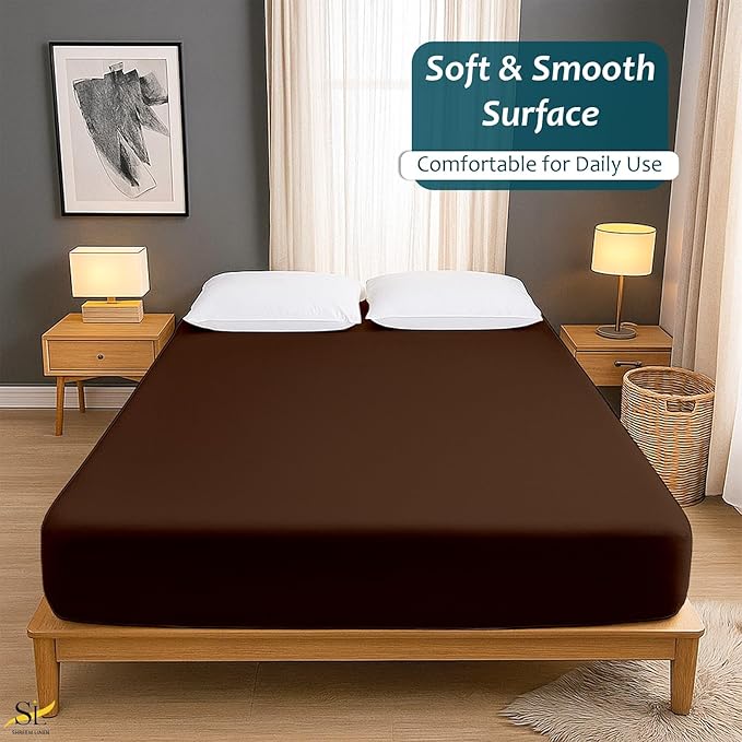 Mattress Protector 48x75 3/4 Full Bunk Fitted Sheet Style - Waterproof Vinyl Mattress Cover, Breathable, Bed Wetting & Spill Protection, Fits Mattresses up to 9" Deep (Chocolate)