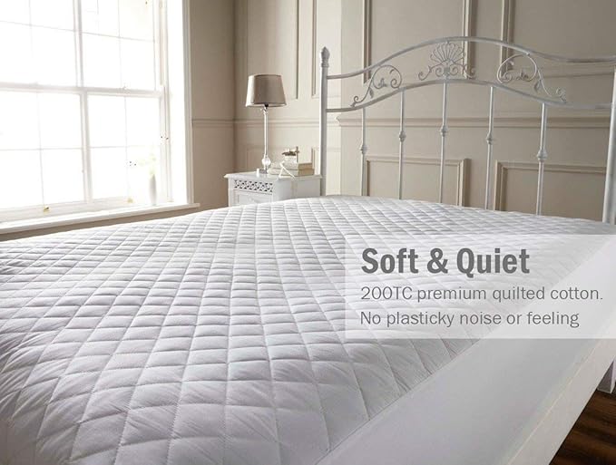 Waterproof Mattress Protector (Queen), Premium with Four Layer Protection, Super Soft, Comfortable and Breathable, Fitted, Machine Washable and Vinyl Free; 60 x 80 inches