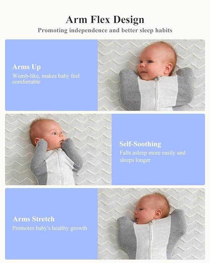 KIDIRA Newborn Swaddle, Swaddles for Newborn 0-1 Months 3.8-6lb, Arms Up Swaddle 0-1 Months with Moisture-Wicking Fabric, Promotes Healthy Hip Development, 2-Way Zipper, 1Pack, Gray
