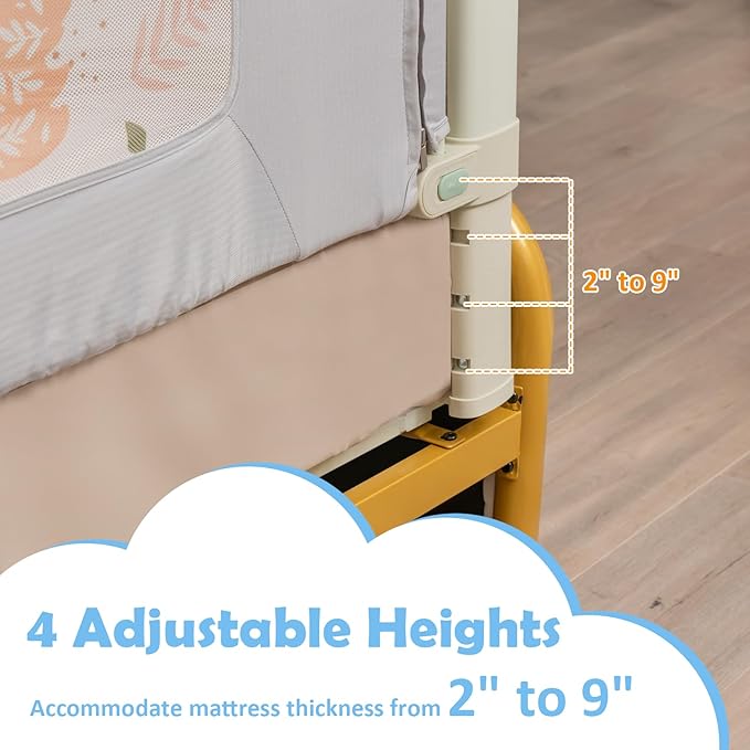 BABY JOY Bed Rail for Toddlers, 79" Vertical Lifting Extra Long Infants Safety Side Rails with Double Lock, Foldable Baby Bed Rail Guard for Twin Double Full Size Queen King Bed Mattress (Gray)