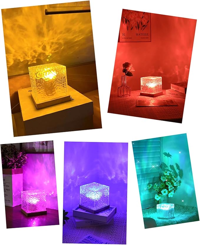 Growalleter Ocean Wave Projector Light, 16 Color Rechargeable Ocean Lamp, with Power Touch Control and Remote Control Luminorthe Cube Lamp, Bringing You Romance and Tranquility(Charge)