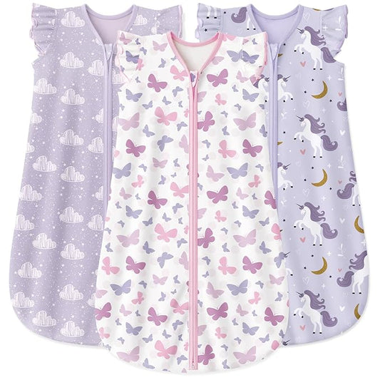 Yoofoss Baby Sleep Sack 0-6 Months Wearable Blanket for Babies 100% Organic Cotton 2-Way Zipper TOG 0.5 Toddler Sleeping Sack 3 Pack, Comfy Lightweight Sleep Sacks