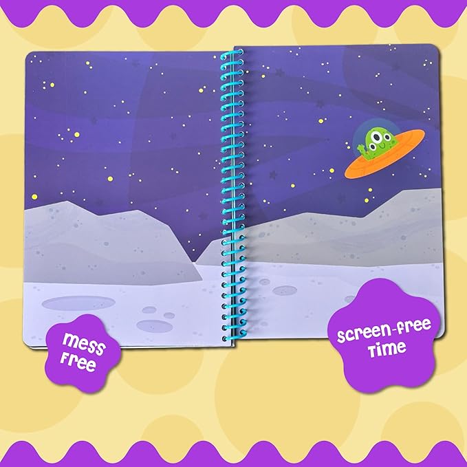 Stick4Ever Jelly Sticker Book - for Kids - Waterproof, Easy to Clean Reusable Sticker Book for Toddlers- Reusable Road Trip Activities for Kids - Stocking Stuffers for Toddlers (Space)