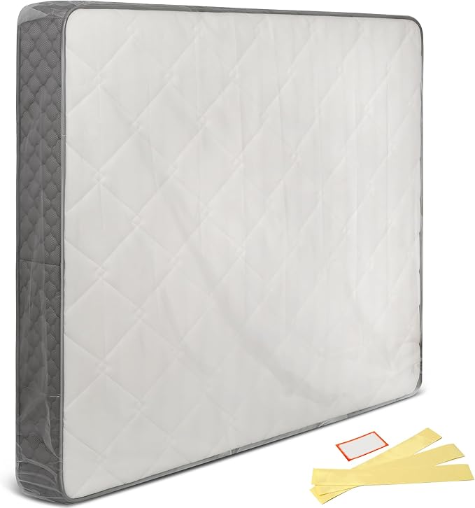 Queen Mattress Bags for Moving & Storage - Heavy Duty Thick 4mil Reusable Bag Mattresses Covering, Waterproof Plastic Perfect Bed Fit - Clear, 100 × 64 x 15 Inches