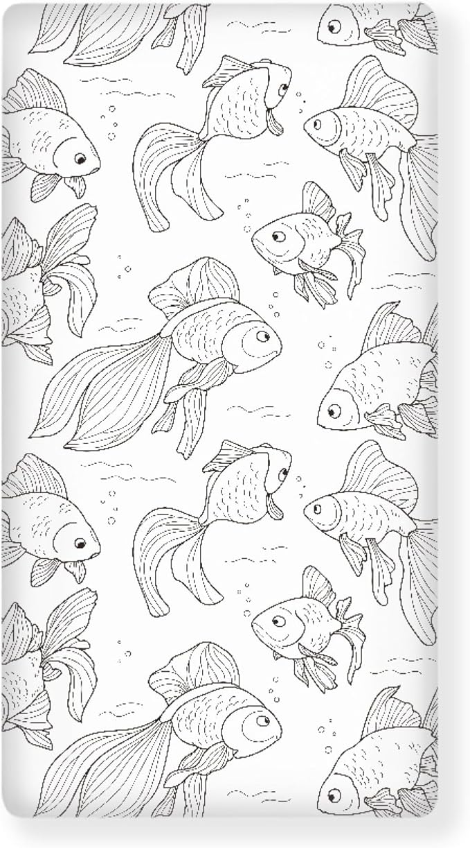 Black and White Golden Fish Fitted Crib Sheet Ocean Animals Baby Crib Sheet Fit Standard Crib and Toddler Mattress,Crib Mattress Sheets for Boys Girls 28"x52"