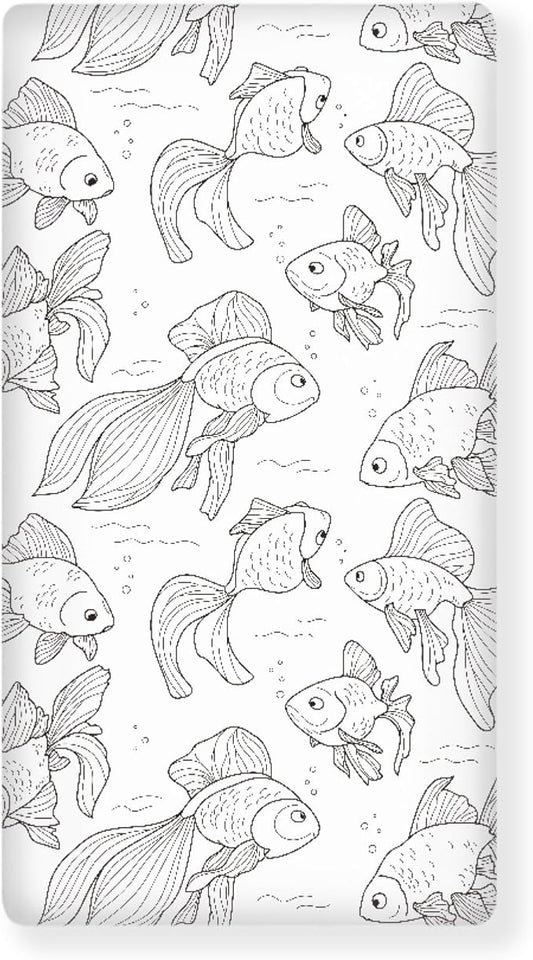 Black and White Golden Fish Fitted Crib Sheet Ocean Animals Baby Crib Sheet Fit Standard Crib and Toddler Mattress,Crib Mattress Sheets for Boys Girls 28"x52"
