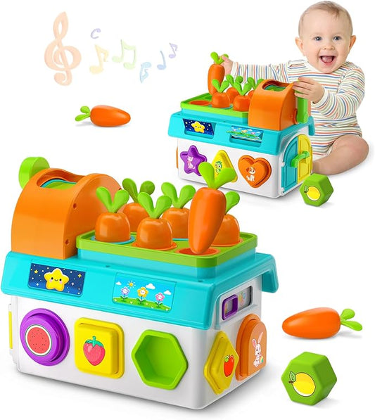 Toys for 1 Year Old Boy Girl Gifts, 1st First Birthday Boy Gifts Presents, Musical Sorting Toys with Light Sound, Montessori Educational Learning Toddler Toy for 1-2 Year Old, Fine Motor Skills
