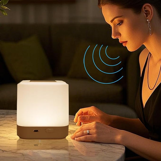 LIPKAHH Touch Lamp for Nightstand,Speech Control Bedside Lamp Touch Control for Bedrooms,Smart Rechargeable Night Light,Eye Caring Battery Dimmable Night Lamp for Nursery Kids & Adult