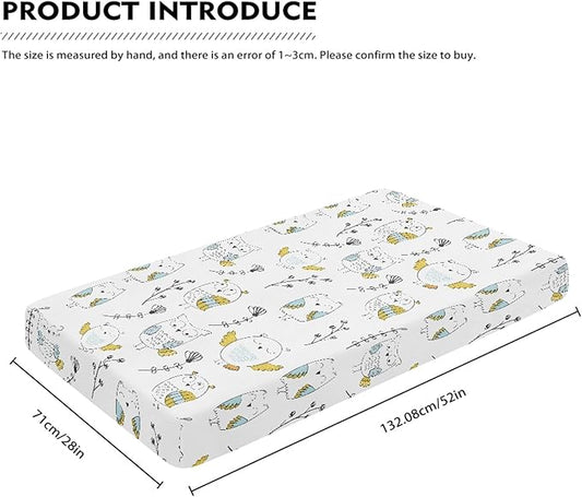 Owls and Flowers Fitted Crib Sheet Owl Baby Crib Sheet Fit Standard Crib and Toddler Mattress,Crib Mattress Sheets for Boys Girls 28"x52"