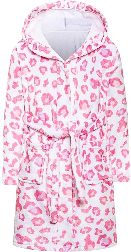 Umeyda Girls & Women Fleece Hooded Robes, Soft Fuzzy Bathrobe Warm Plush Fluffy Bath Robe for Kids Womens