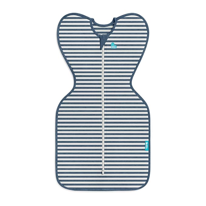 Love To Dream Swaddle UP, Baby Sleep Sack, Self-Soothing Swaddles for Newborns, Improves Sleep, Snug Fit Helps Calm Startle Reflex, New Born Essentials for Baby, 5-8.5 lbs, Stripe Denim
