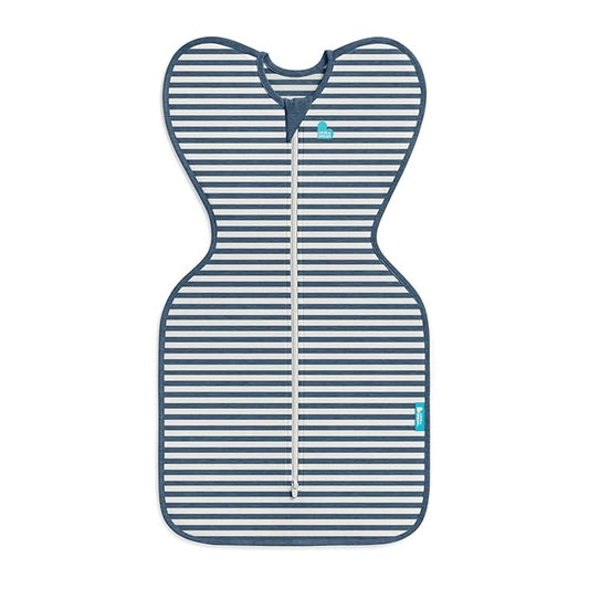 Love To Dream Swaddle UP, Baby Sleep Sack, Self-Soothing Swaddles for Newborns, Improves Sleep, Snug Fit Helps Calm Startle Reflex, New Born Essentials for Baby, 5-8.5 lbs, Stripe Denim