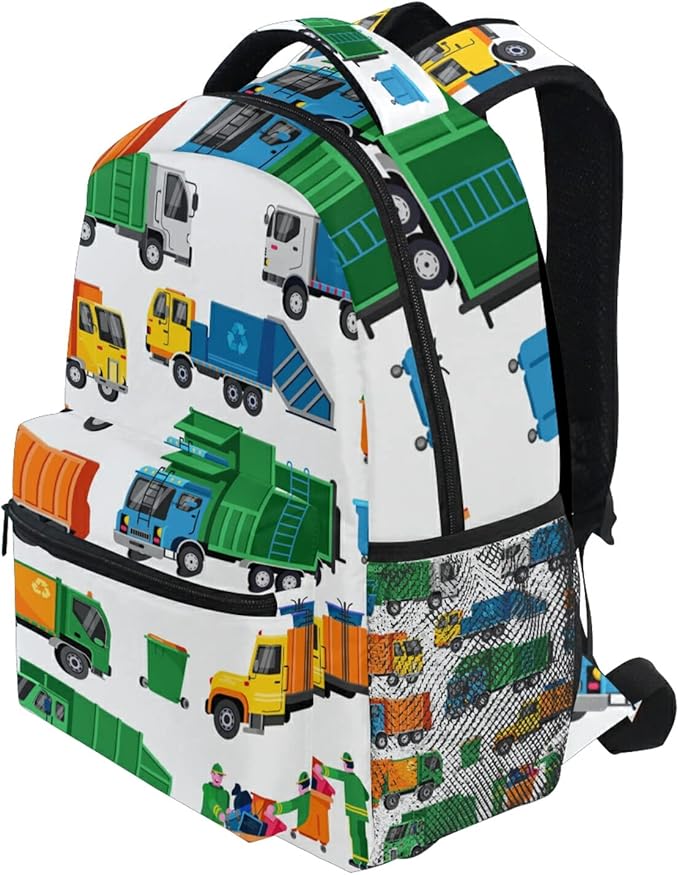 Garbage Trucks Backpack Travel Laptop Backpack Daypacks, Trash Trucks College School Computer Bag Bookbag for Women & Men Outdoor Camping&Fits Up to 14-inch Notebook