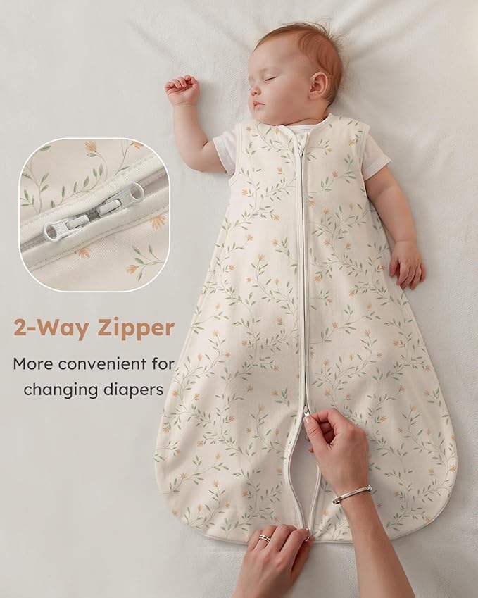 Yoofoss Baby Sleep Sack 6-12 Months Wearable Blanket for Babies 100% Organic Cotton 2-Way Zipper TOG 0.5 Toddler Sleeping Sack 3 Pack, Comfy Lightweight Sleep Sacks