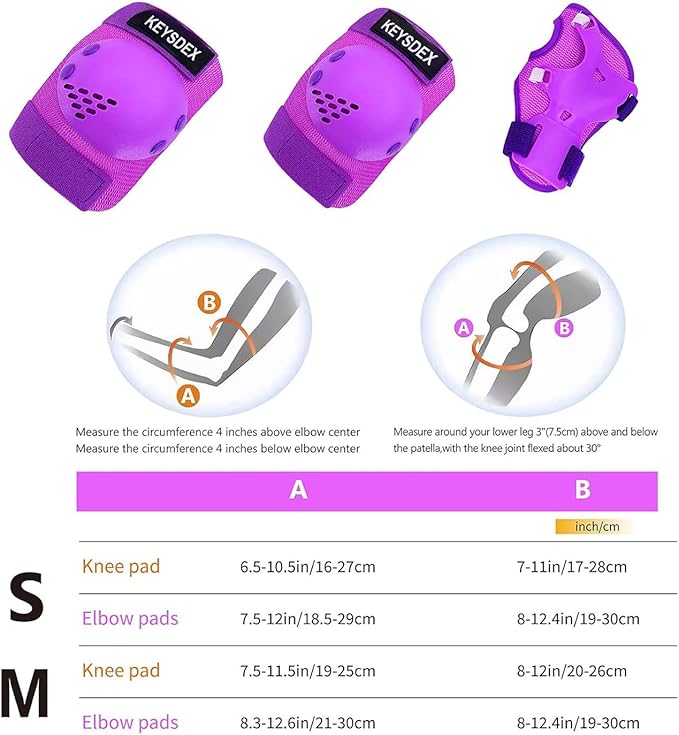 Kids/Youth Knee Pads Elbow Pads Wrist Guards Protective Gear Set for 3-15 Years, Child Roller Skates, Cycling, BMX Bike, Skateboard, Inline Skating, Scooter Riding and Outdoor Sports