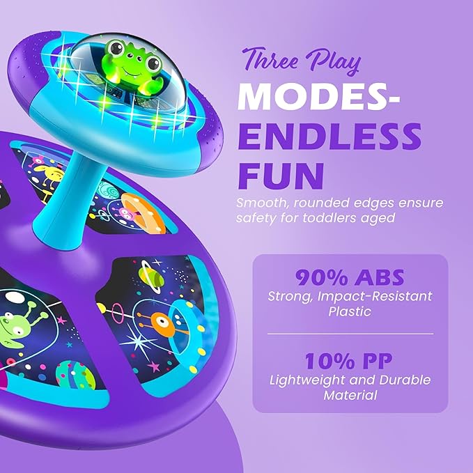 Sit and Spin Toy for Toddlers, Interactive 360° Sit N Spin with Colorful LED Lights and Music, Fun Sensory Play for Girls and Boys