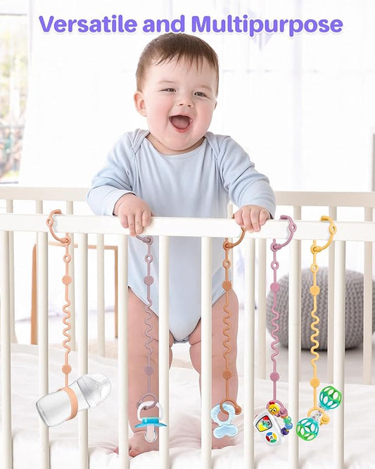 3pcs Adjustable Toy Strap Holder - Silicone Baby Tether Pacifier Clip - Travel Essential Leash for Stroller, High Chair, Car Seat