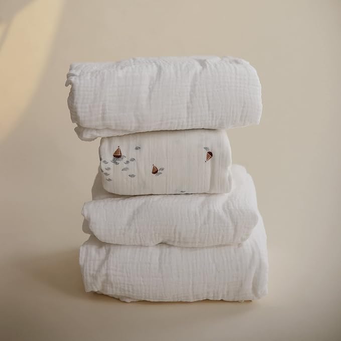 mushie Extra Soft Muslin Fitted MINI Crib Sheet | 24"x 38" (White)