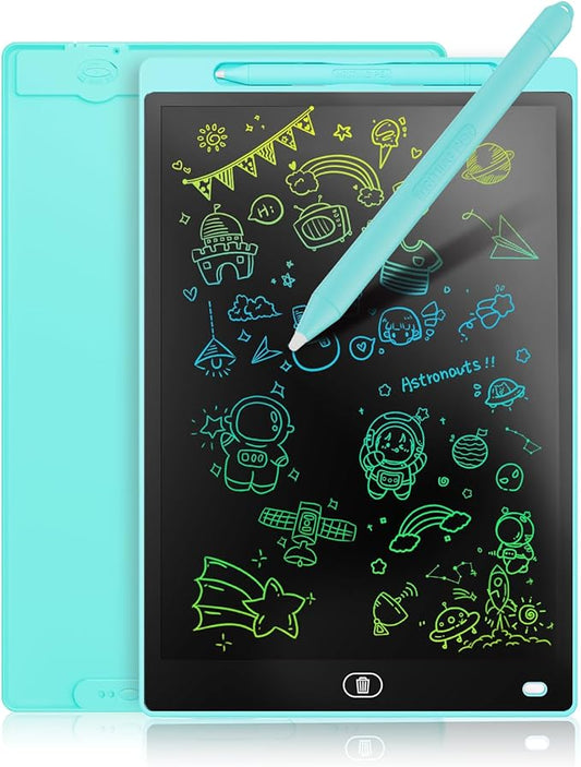 Genialba LCD Writing Board 16 Inches, Colourful Electronic Tablet, Portable Erasable Drawing Board, Graphic Tablet for Children's Games 3 4 5 6 7 Year Old Kid Boys Girls (Blue)