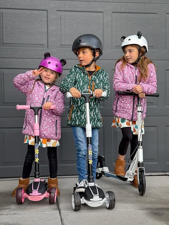 Nattork Kids Scooter for Age 3-8, Toddler Scooter with 4 Adjustable Height for Boys & Girls, Light Up 3-Wheels Foldable Kick Scooter, Lean to Steer, 120LB Weight Capacity