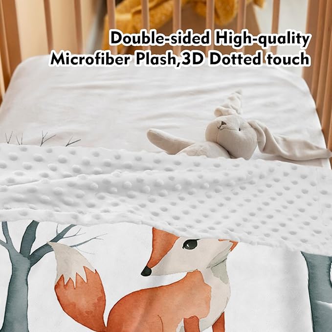 Personalized Baby Crib Bedding Set: 4 Piece Custom Fox Pattern Crib Bed Set with Name, Nursery Bedding Set for Baby Girls, Newborn Boys Crib Sets, Crib Bedding Custom Gift, Crib Sheet