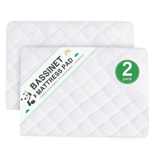 Waterproof Bassinet Mattress Protector, Fit for 21 x 35 Baby Delight, Evolur Stellar, Ezebaby, Fodoss and Bold Bedside Bassinet, Ultra Soft Breathable, Washer & Dryer