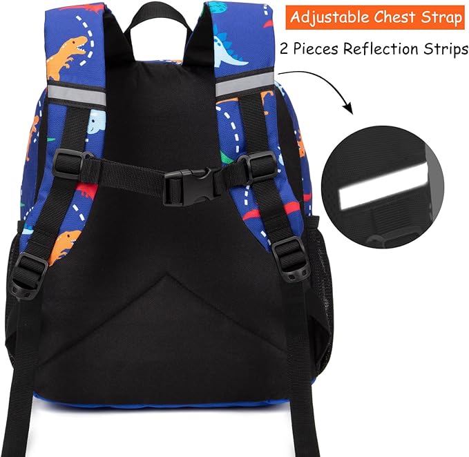 JinBeryl Toddler Backpack for Boys or Girls, Little Kids Backpack for Preschool or Kindergarten (Dinosaur Blue, Small)