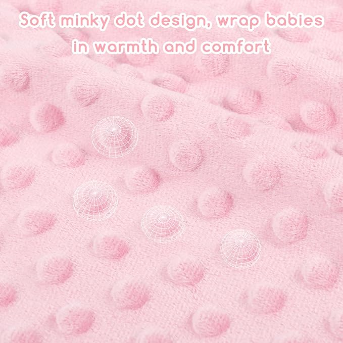 Baby Blankets for Girls, Toddler Newborn Blanket Double Layer with Dotted Backing Crib Receiving Blanket for Toddler Nursery Bed Blanket, Pink Checkered, 30x40 Inches