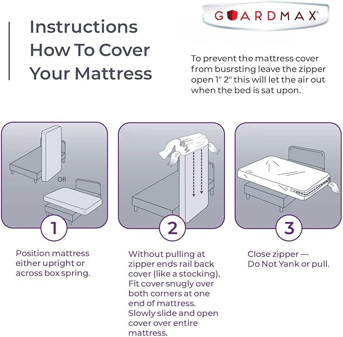 Guardmax Heavy Duty Vinyl King Zippered Mattress Encasement - Waterproof & Breathable Mattress Protector - Comfortable, Soft, and Noiseless Zippered Bedding - Dust Mite Proof (78 x 80 x9)