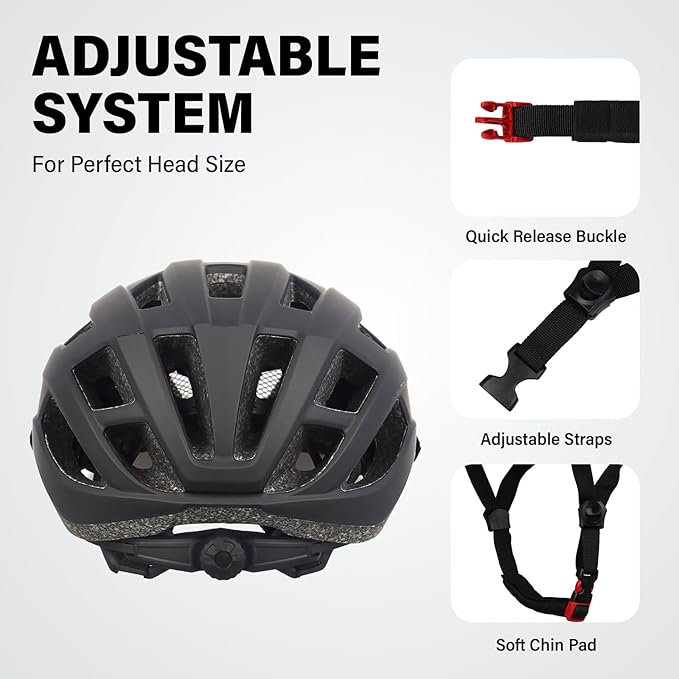 Youth Adult Road Bike Helmet, Men Women Adjustable Mountain Bicycle Helmet with Detachable Visor, 2 Sizes for Age 8-14+ Youth, Kids, Adult