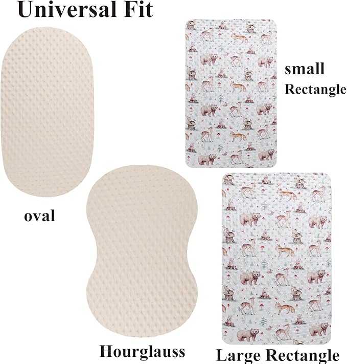 Dot Bassinet Sheet Set 2 Pack Stretch Fitted Bedside Sleeper Bassinet Sheets Sheets,Ultra Soft, for Baby Girls and Boys Cream, Fox Deer Bear