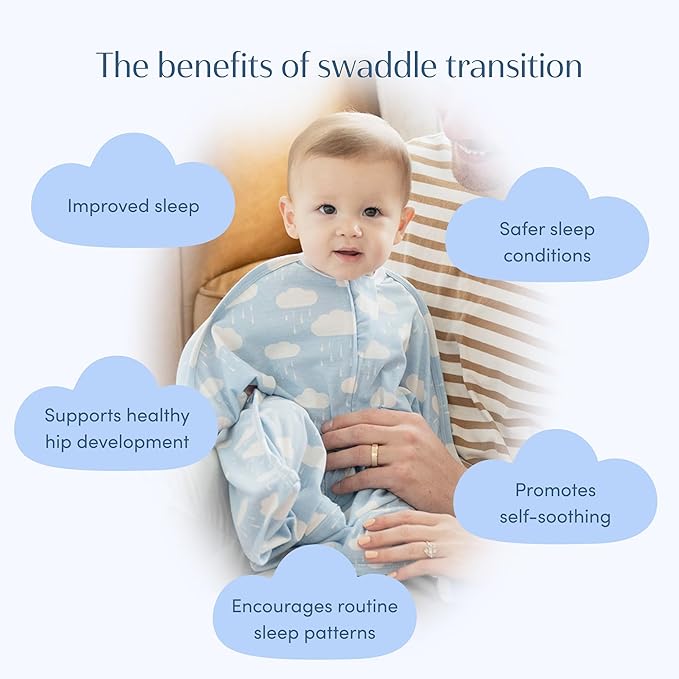 SleepingBaby Zipadee-Zip Transition Swaddle - Cozy Baby Swaddle Blanket with Zipper Convenience - Roomy Wearable Blanket for Easy Diaper Changes - Spring Showers, Small (4-8 Month)