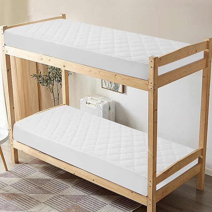 Cot Mattress Protector Pad Waterproof Quilted 30" x 75", Breathable & Cooling Cot Mattresses Cover Fitted for Daybed/Rollaway/Narrow Twin Bed/Camping/RV Bunk with Deep Pocket Up to 10", (White)